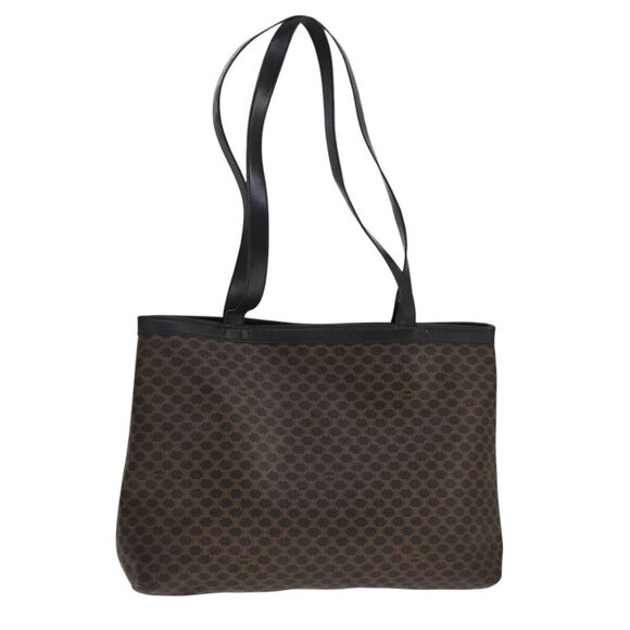 CELINE Macadam Canvas Tote Bag PVC Leather Black Auth yk17145 - Picture 1 of 16